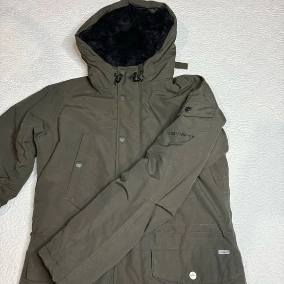 Carhartt Olive Green Hooded Puffer Coat - Picture 14 of 16